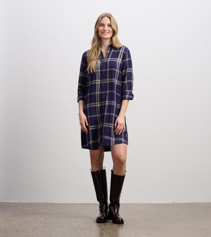 Cara Shirt Dress - Heirloom Navy Plaid