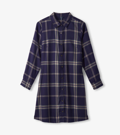 Cara Shirt Dress - Heirloom Navy Plaid