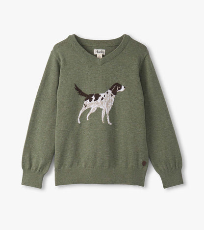 Boys Hunting Dogs V-Neck Sweater