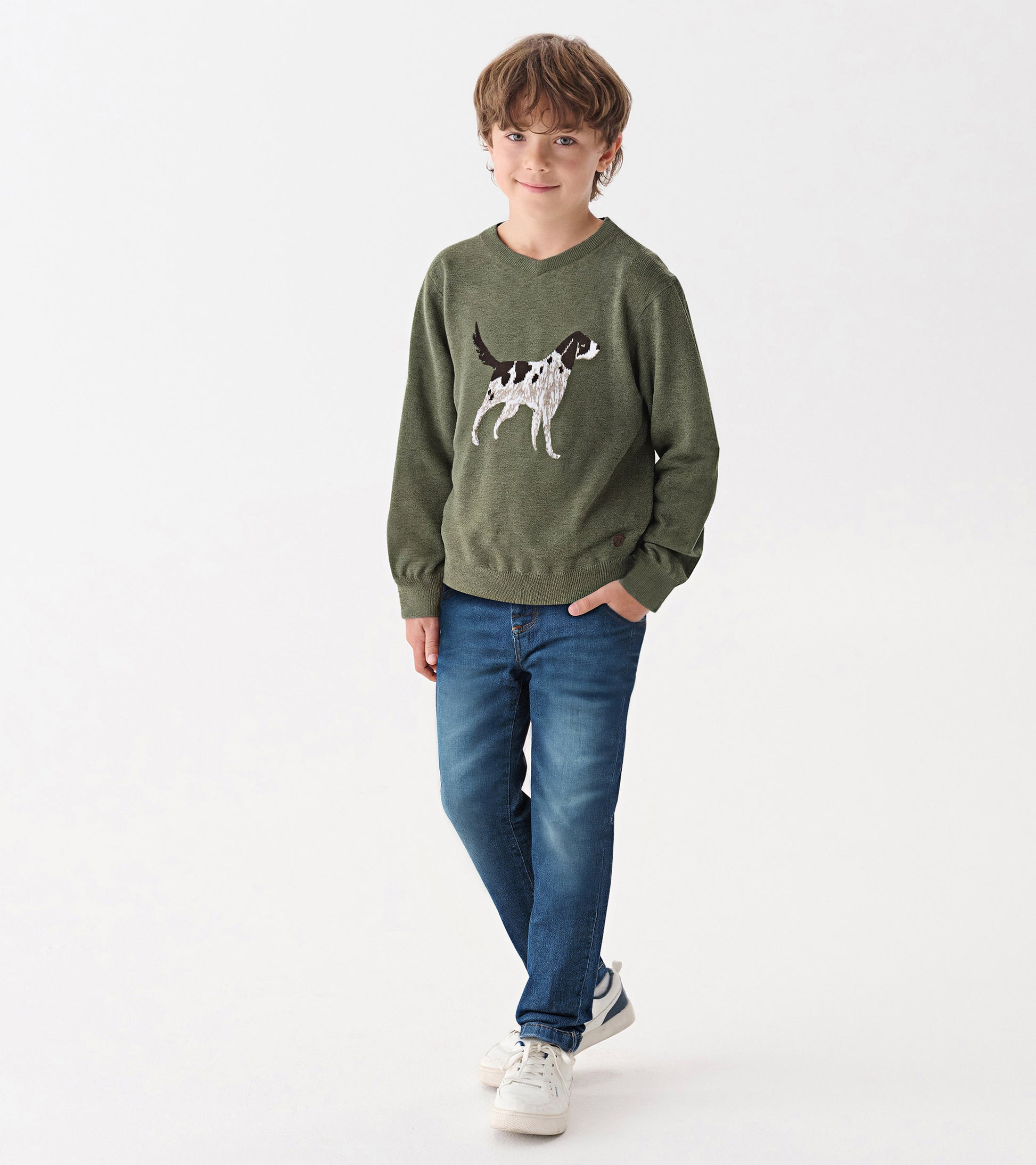 Boys Hunting Dogs V-Neck Sweater1