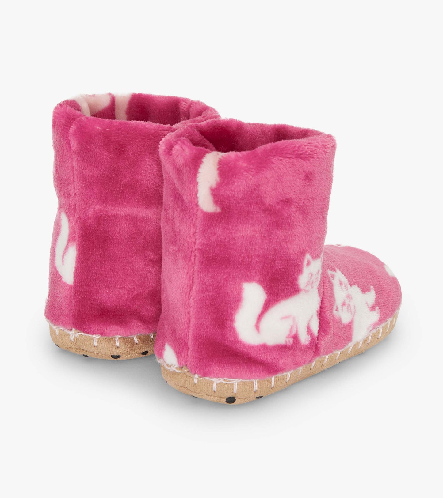 Pantoufles en molleton duveteux pour fille – Petits chatons sur fond rose