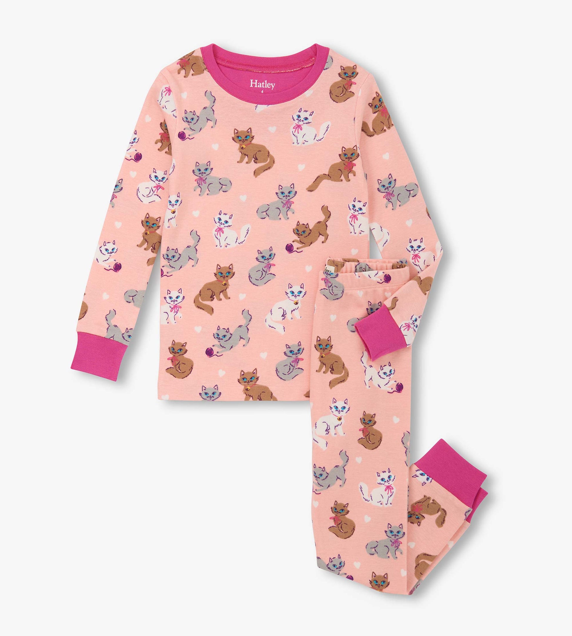 Girls Little Kitties Cotton Pajama Set