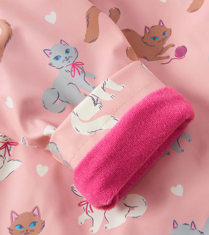 Baby & Toddler Girls Little Kitties Button-Up Rain Jacket