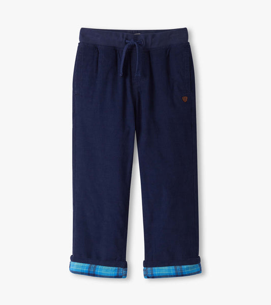 Boys Patriot Blue Pull-On Lined Corduroy Pants
