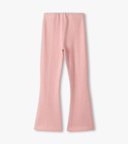Pantalon à pattes d’éléphant pour fille – Chevrons rose flamant