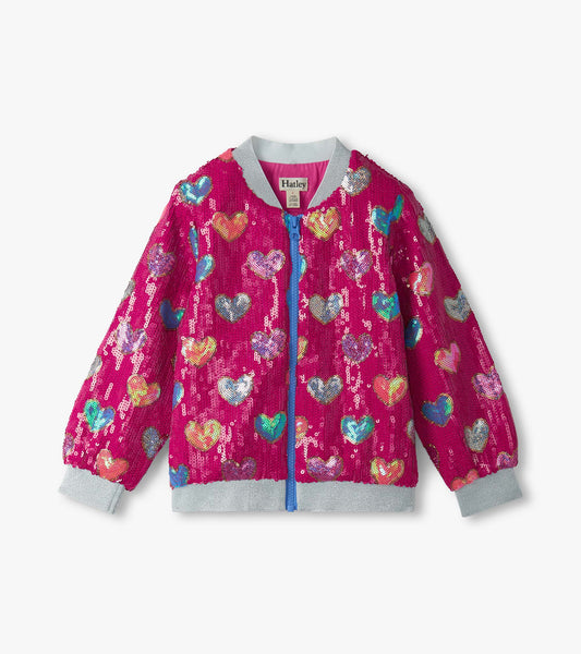 Blouson style aviateur paillettes – Explosion d’amour rose