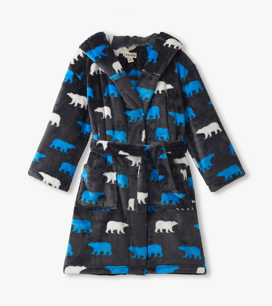 Boys Polar Bear Silhouette Fuzzy Fleece Robe