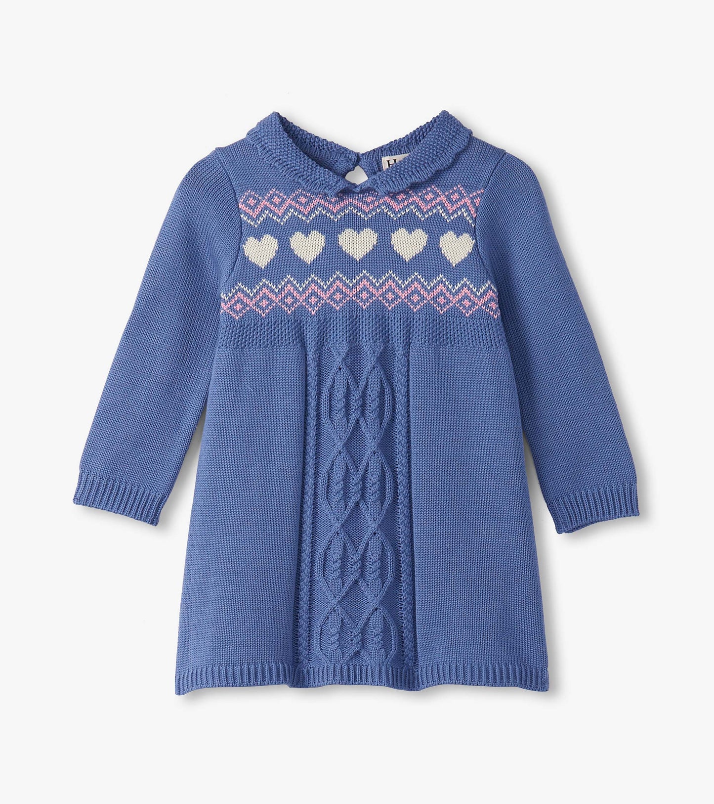 Robe-pull en tricot torsadé – Coeurs