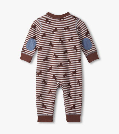 Baby Boys Ranch Horses Button Yoke Romper
