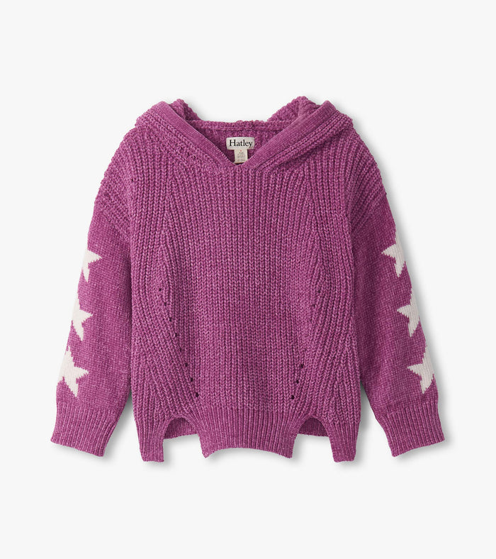 Girls Radiant Orchid Chenille Pullover Sweater