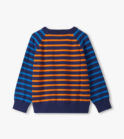 Boys Dino Mixed Stripes Raglan Sweater