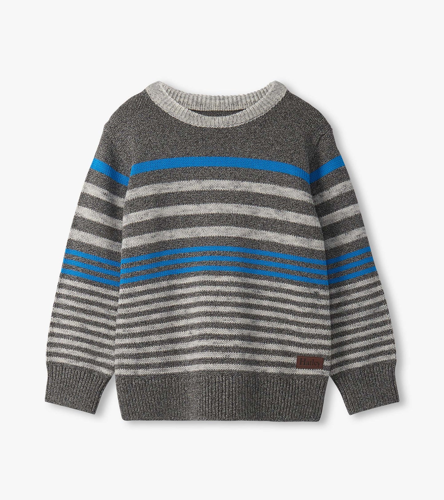 Pull à encolure ronde – Rayures sur fond moucheté