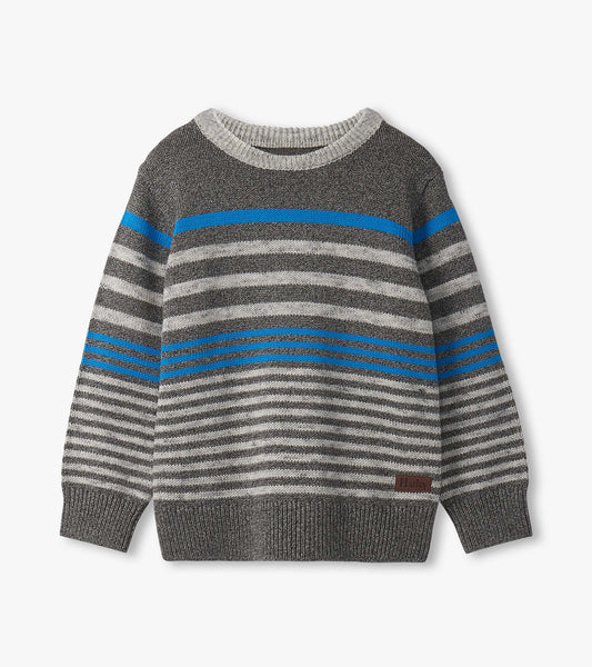 Pull à encolure ronde – Rayures sur fond moucheté