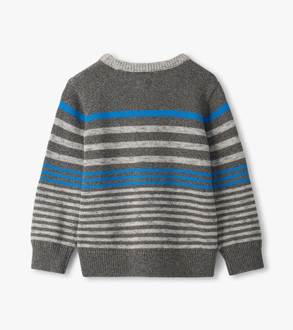 Pull à encolure ronde – Rayures sur fond moucheté