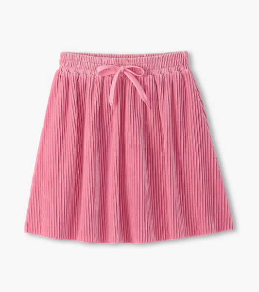 Jupe plissée en velours pour fille – Rose de mer