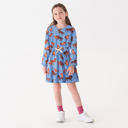 Girls Tinsel Horses Cinched Waist Dress