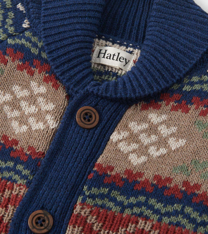 Boys Vintage Fair Isle Shawl Collar Cardigan