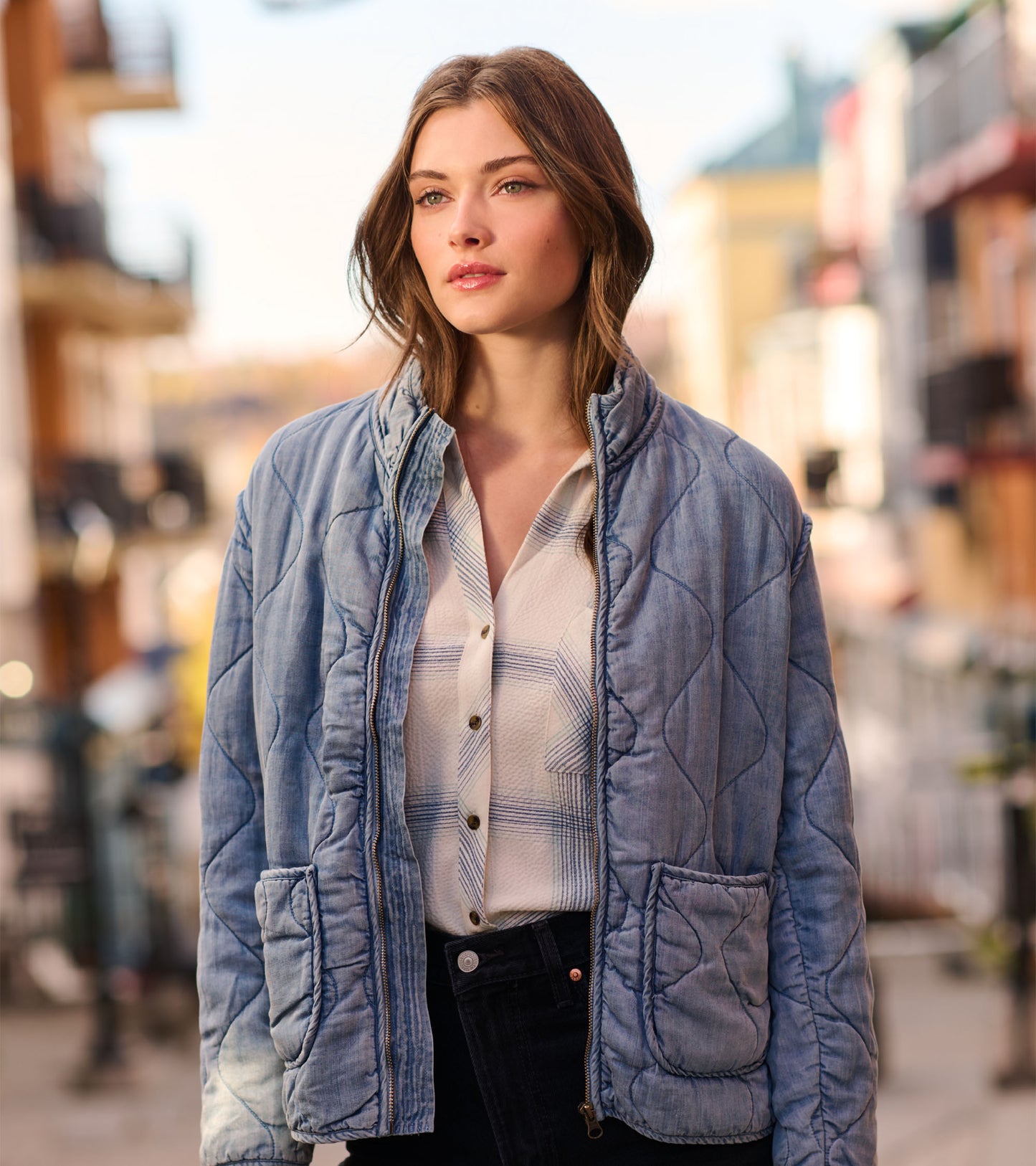 Quilted Tencel Jacket - Washed Blue