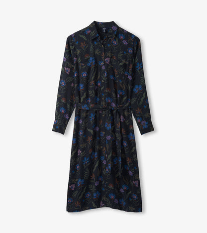 Emma Midi Shirt Dress - Dark Floral