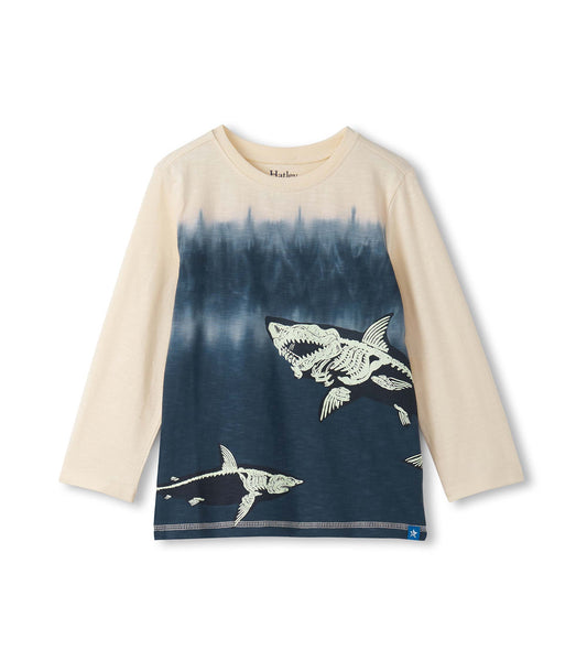 T-shirt à imprimé pour garçon – Os de requin sur fond bleu