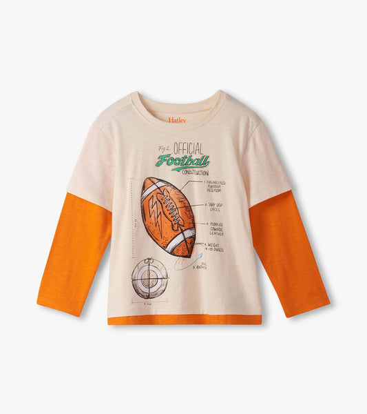 T-shirt trompe-l’œil à manches longues pour garçon – Football