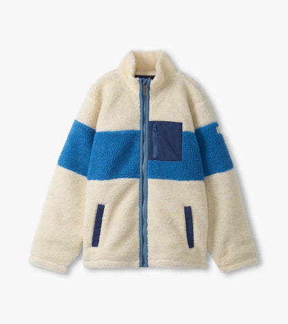 Veste en faux sherpa à fermeture à glissière – Fumée blanche