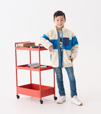 Veste en faux sherpa à fermeture à glissière – Fumée blanche