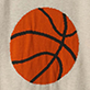 Orange basketball with black lines on a light background