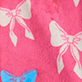 Pink pattern with white and blue butterflies and white floral branches