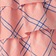 Peach fabric with blue crisscross lines