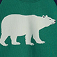 White bear silhouette on a green textured background