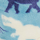 Blue watercolor pattern with dark blue abstract animal-like shapes and white cloud-like areas