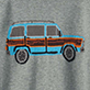 Blue and orange outlined pickup truck illustration