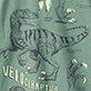 Velociraptor skeleton illustration with the word "VELOCIRAPTOR