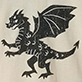 Black silhouette of a winged dragon facing left