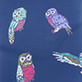 Four colorful illustrated birds on a dark background