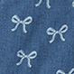 Blue fabric with white stitched bow pattern