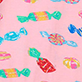 Pink pattern with colorful fish and red lips illustrations