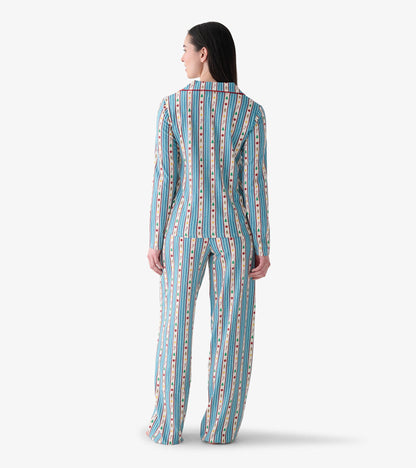 Pyjama 2 pièces à imprimé décorations de Noël boutonné – Femme