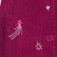Pink textured background with a white fairy silhouette and small white snowflakes
