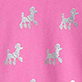 Pink fabric with small white dancing figures pattern