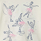 Six colorful ballet dancer sketches on a light background