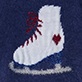 White ice skate with red laces and a small red heart
