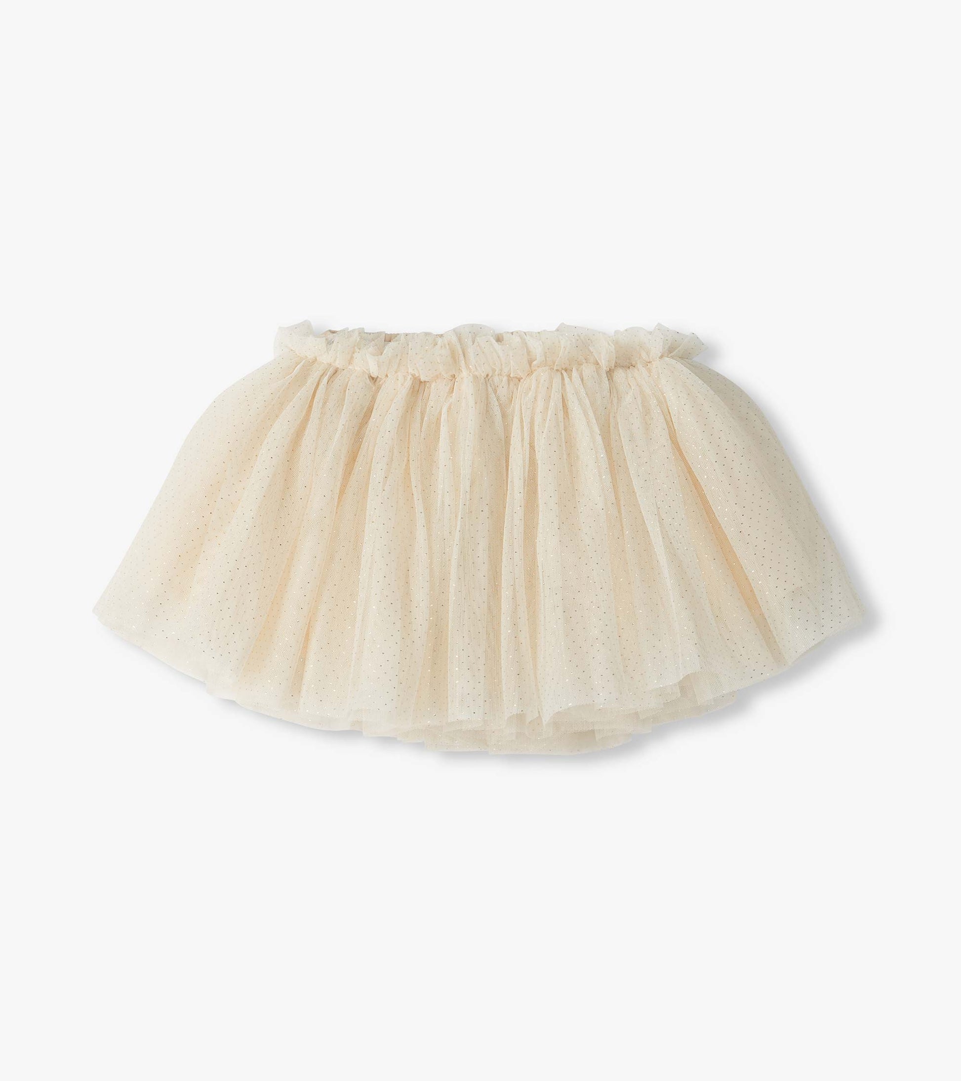 Gardenia Puffy Tutu in cream with a gathered elastic waist and layered glitter dot tulle skirt