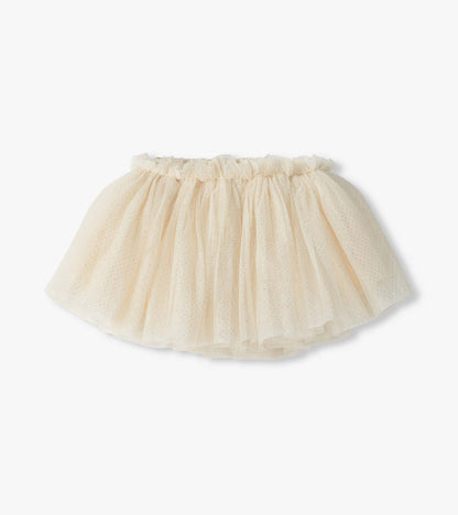 Gardenia Puffy Tutu in cream with a gathered elastic waist and layered glitter dot tulle skirt