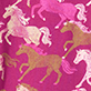 Pink patterned design with white and brown running horses
