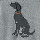 Black silhouette of a seated dragon with a small gray top hat outlined in orange