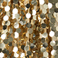 Gold and white vertical strands with hanging hexagon sequins