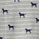 Light gray striped fabric with small dark blue dog silhouettes