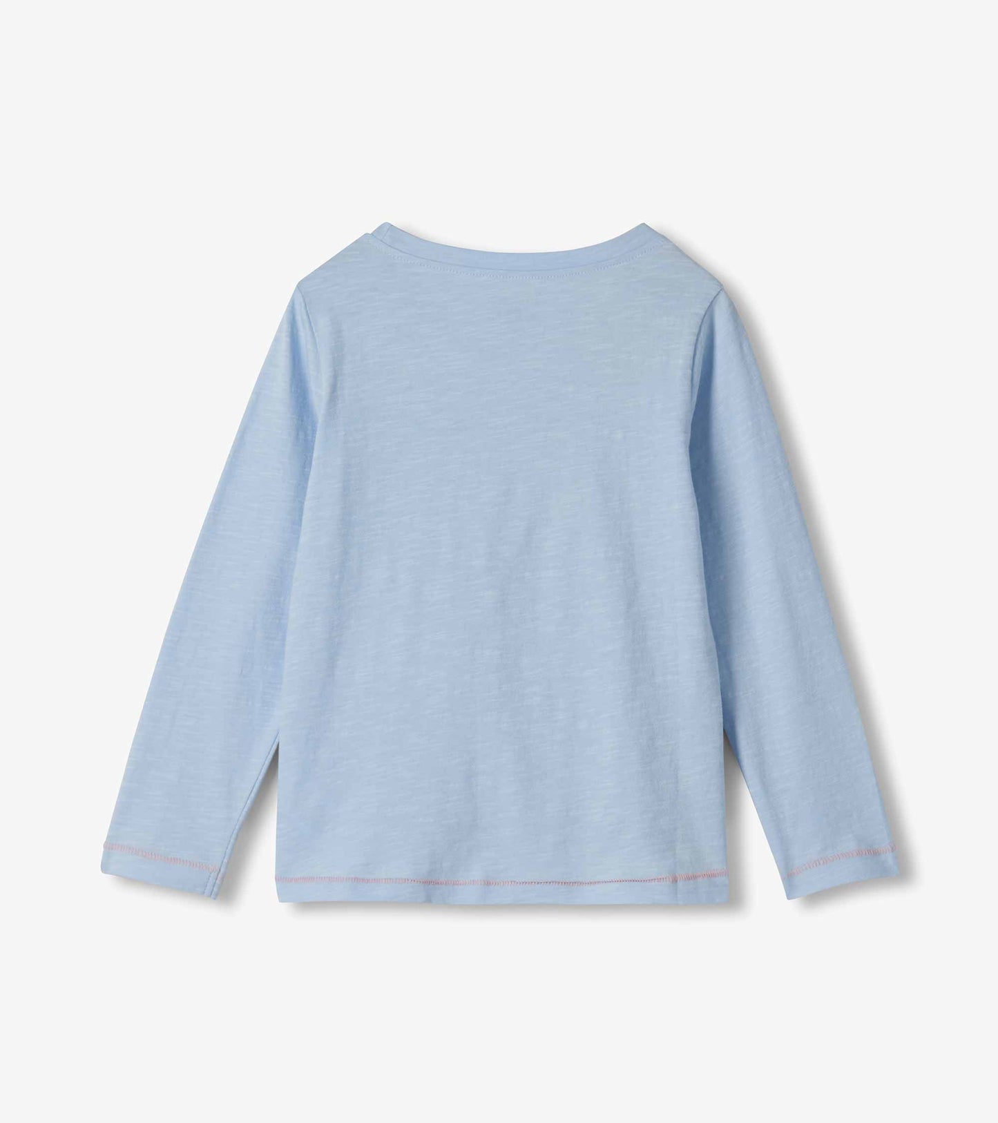 Back view of light blue girls long-sleeve T-shirt